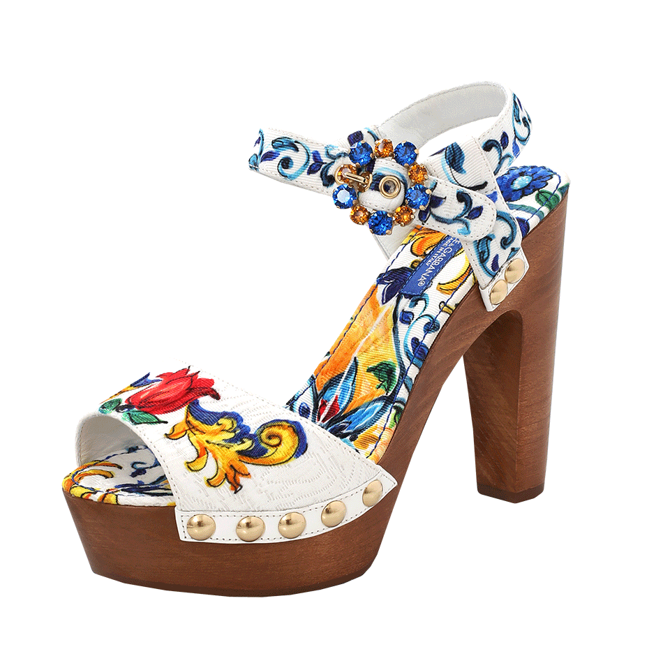 DOLCE & GABBANA-Printed Brocade Clog-