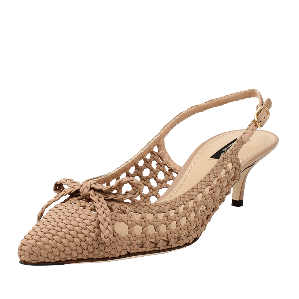 DOLCE & GABBANA-Woven Point Toe Slingback-