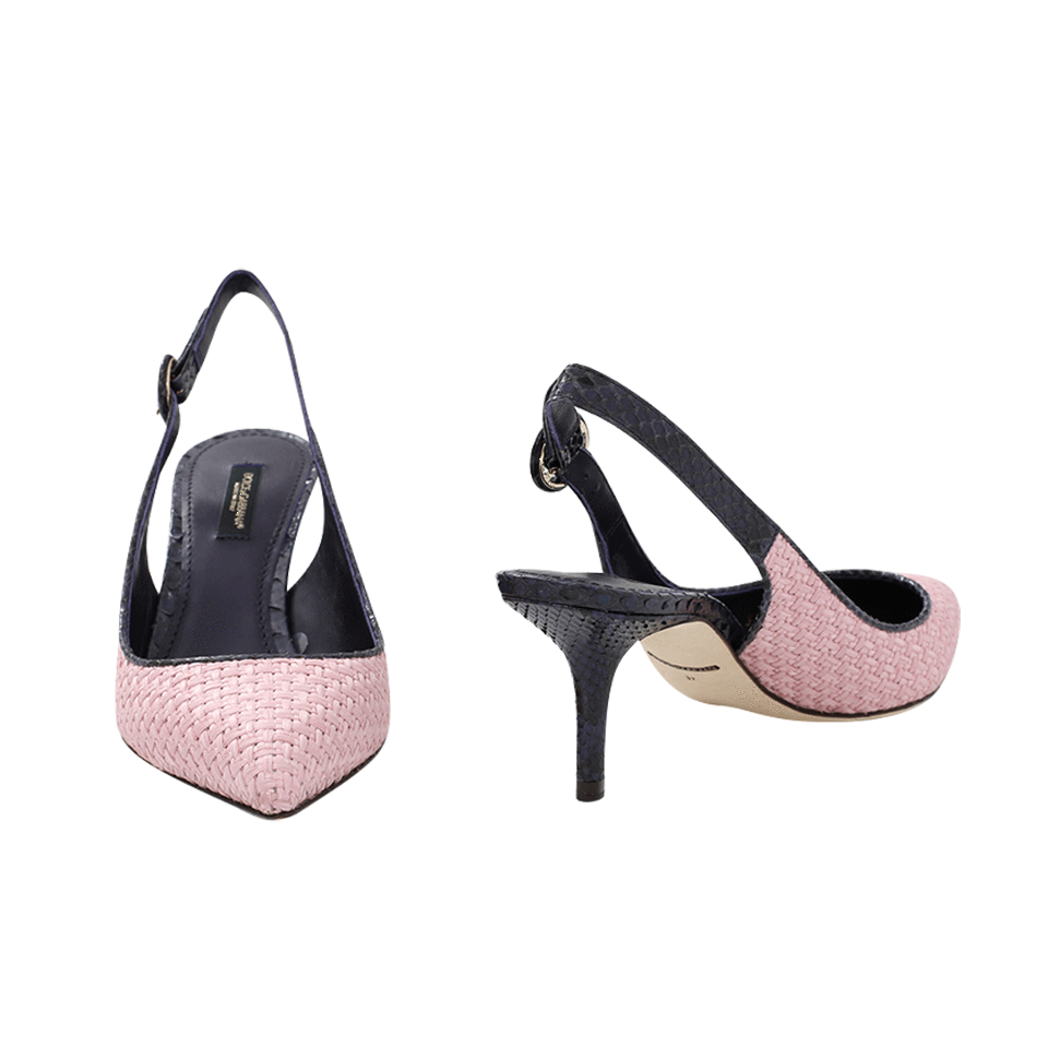 DOLCE & GABBANA-Raffia And Python Slingback Heel-