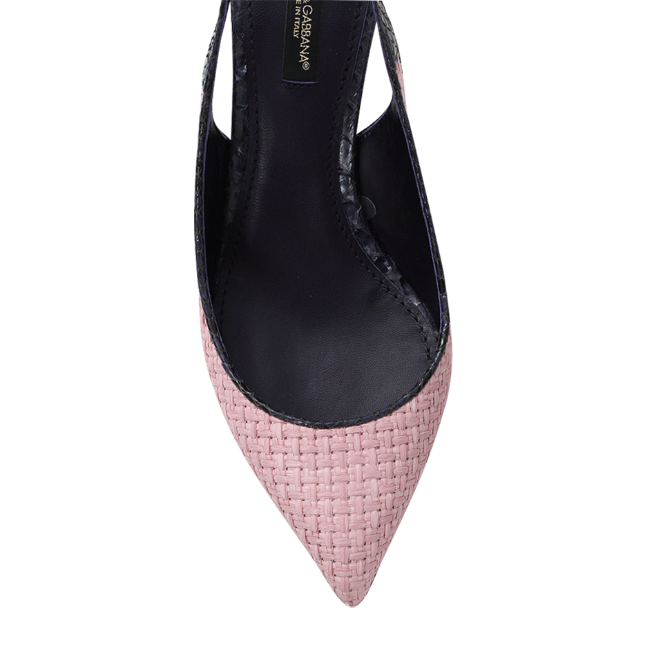 DOLCE & GABBANA-Raffia And Python Slingback Heel-