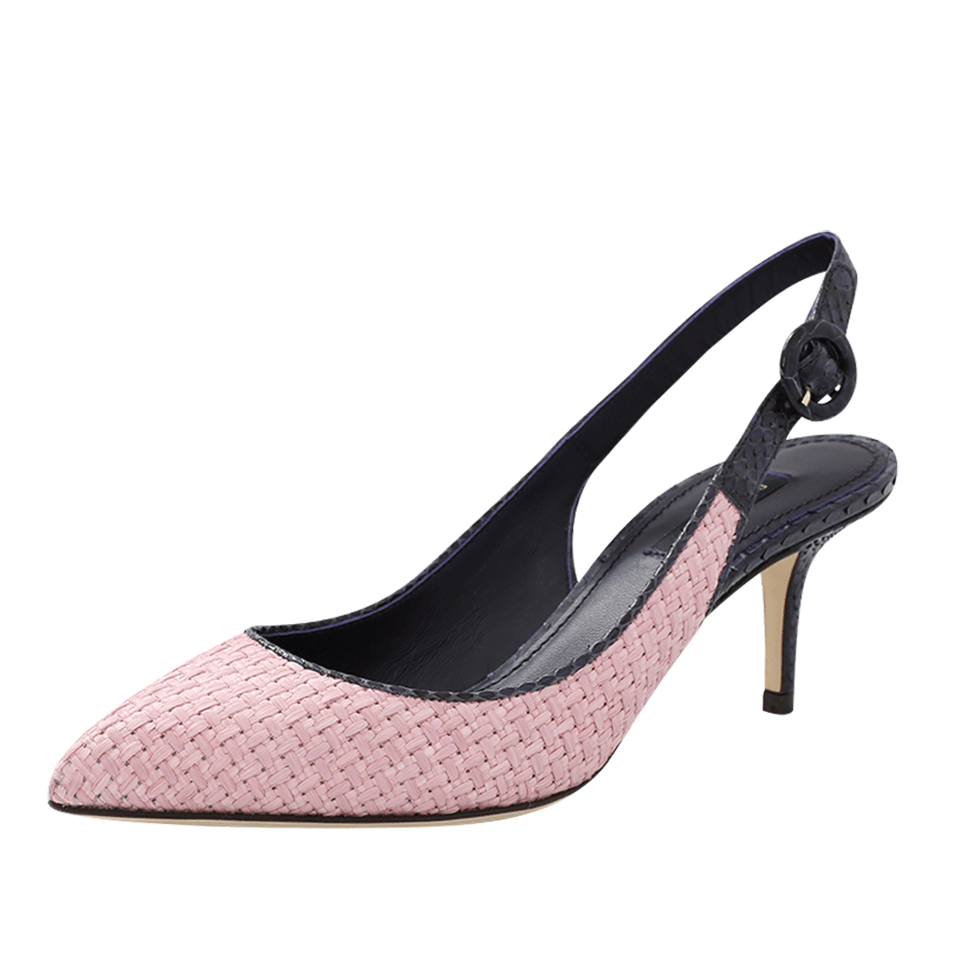 DOLCE & GABBANA-Raffia And Python Slingback Heel-