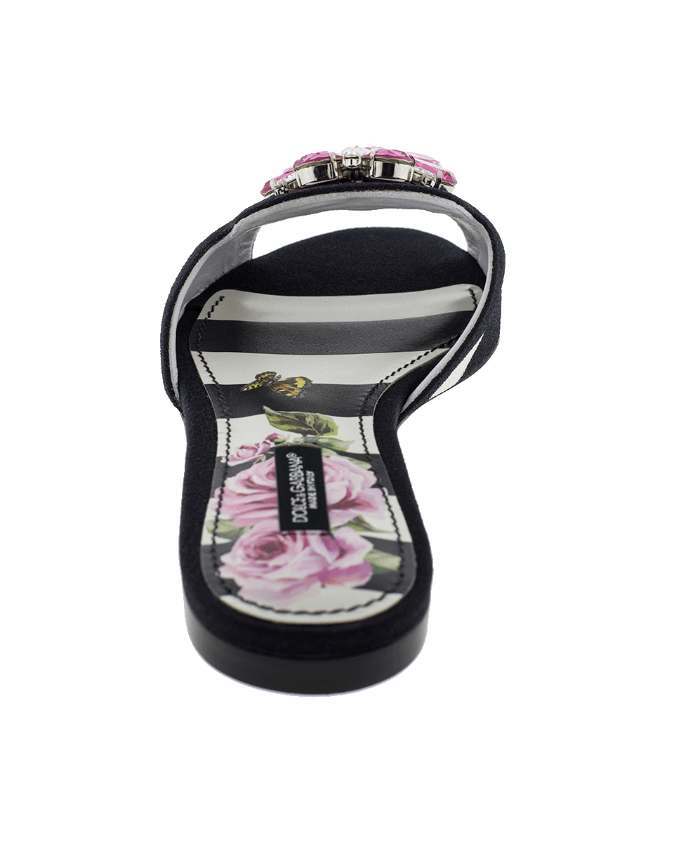 DOLCE & GABBANA-Striped Embellished Slide-