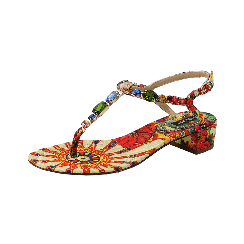 DOLCE & GABBANA-Crystal Embellished Thong Sandal-