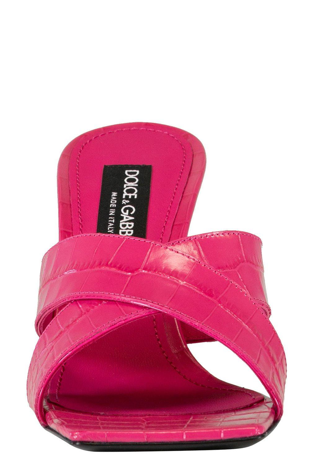 DOLCE & GABBANA-Croc Logo Mule-