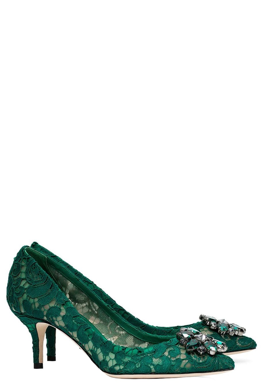 DOLCE & GABBANA-Lace Heel with Brooch-