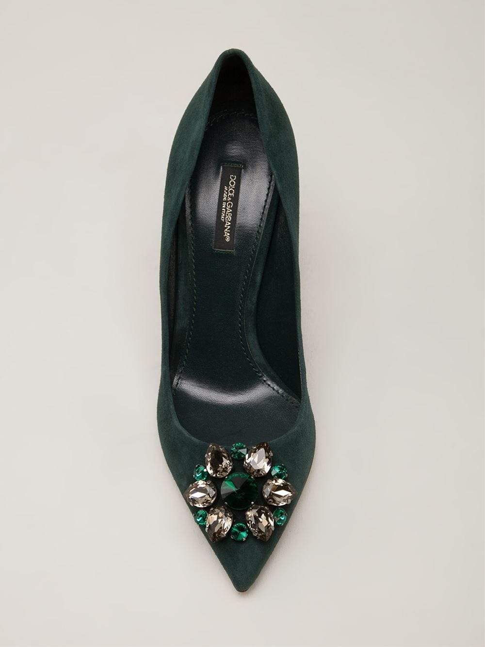 DOLCE & GABBANA-Suede Pump With Crystal Toe-