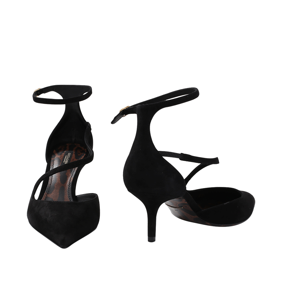 DOLCE & GABBANA-Suede Ankle Strap Pump-