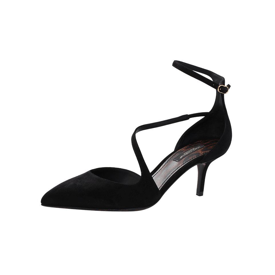 DOLCE & GABBANA-Suede Ankle Strap Pump-