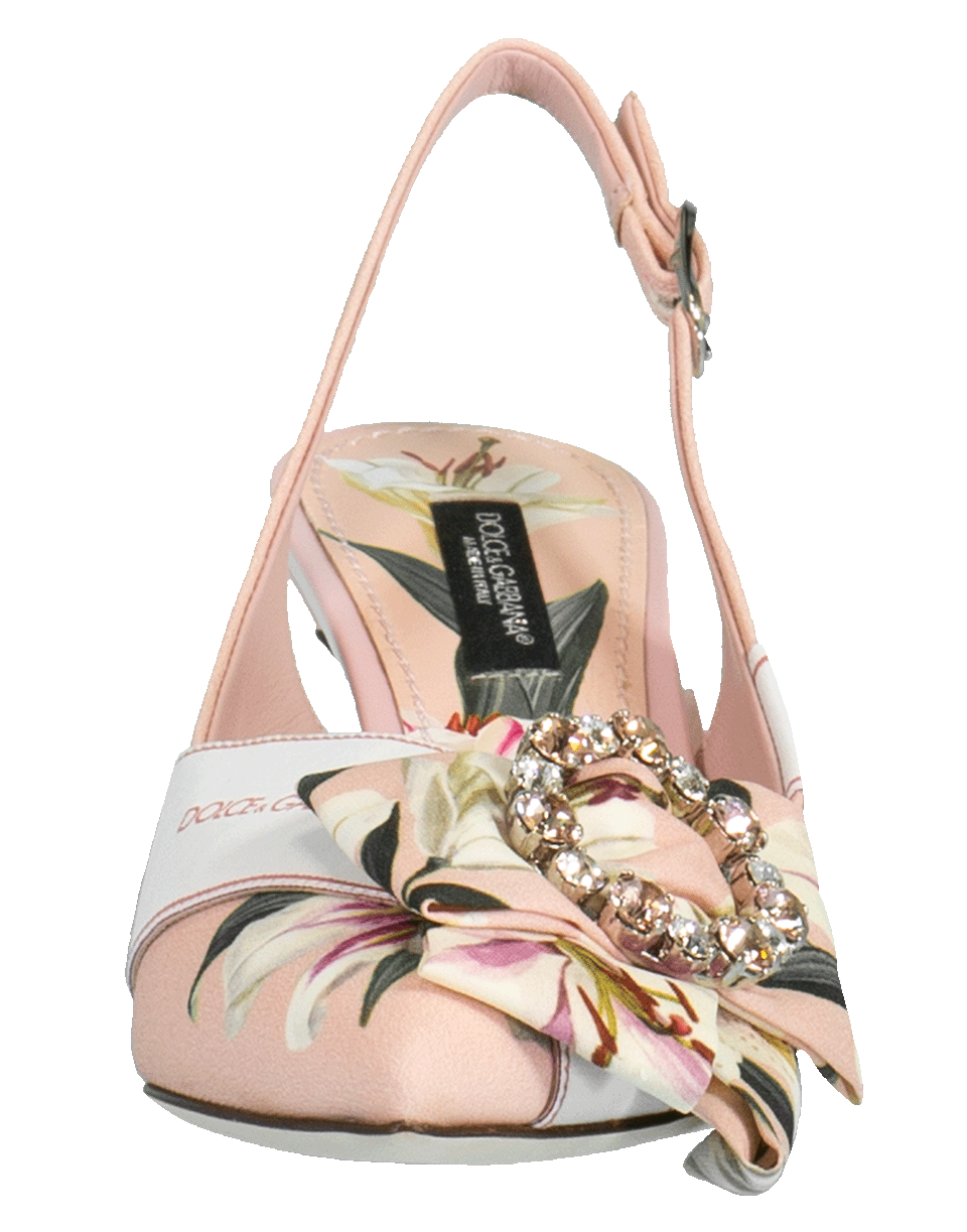 DOLCE & GABBANA-Lily Print Slingback Pump-