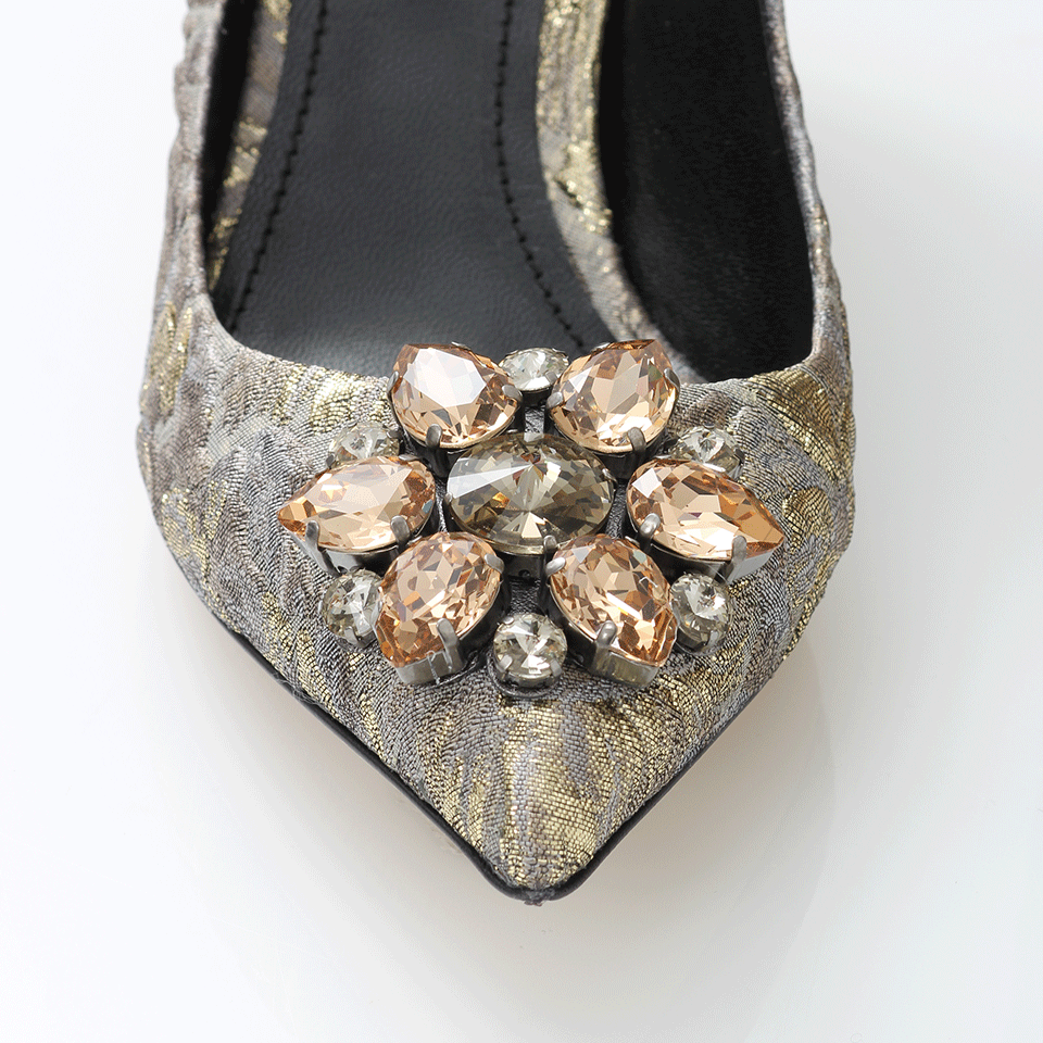 DOLCE & GABBANA-Brocade Pump With Crystal Toe-