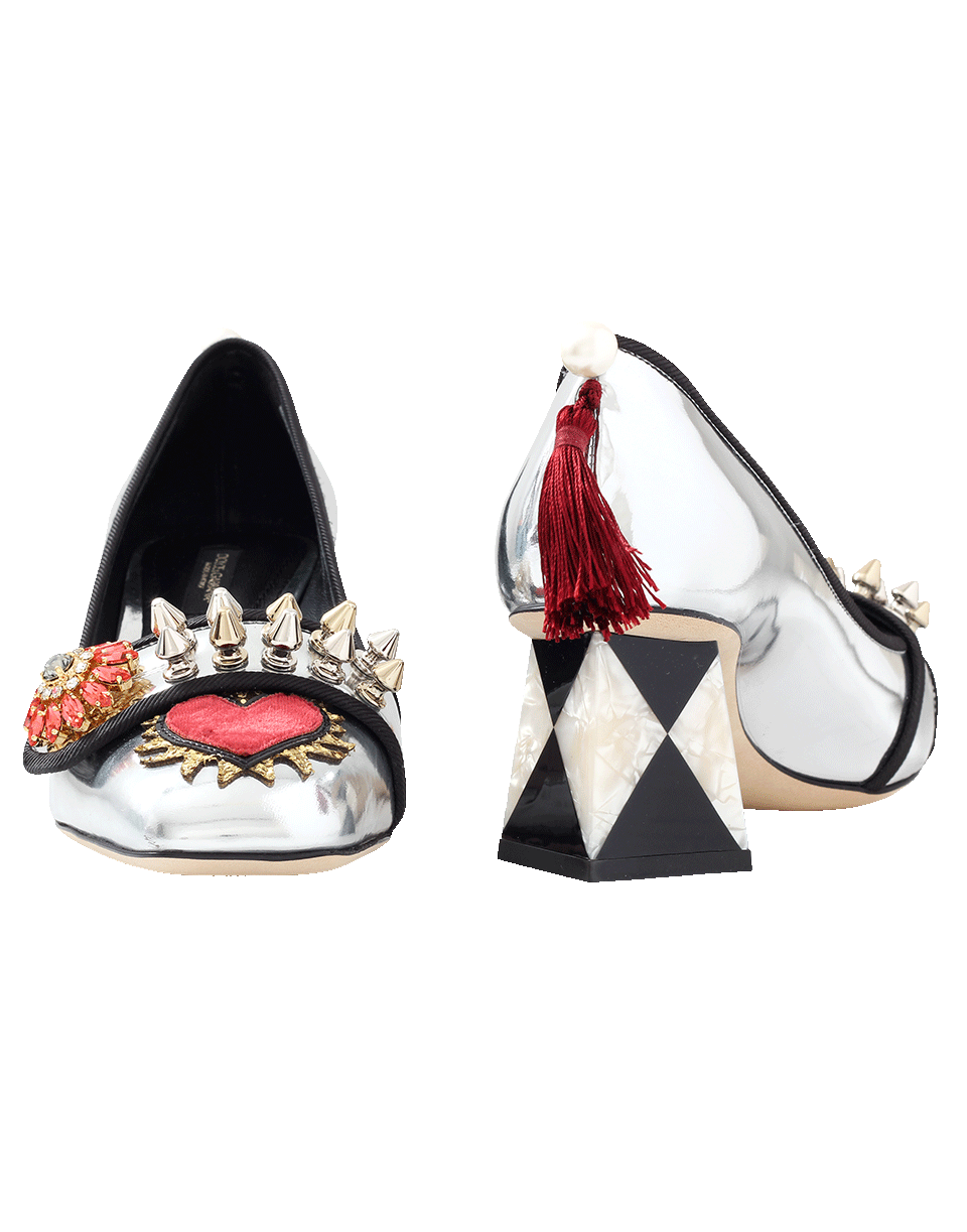 DOLCE & GABBANA-Metallic Embellished Heel Pump-
