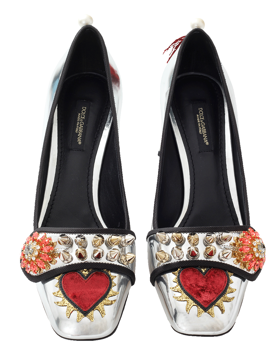DOLCE & GABBANA-Metallic Embellished Heel Pump-