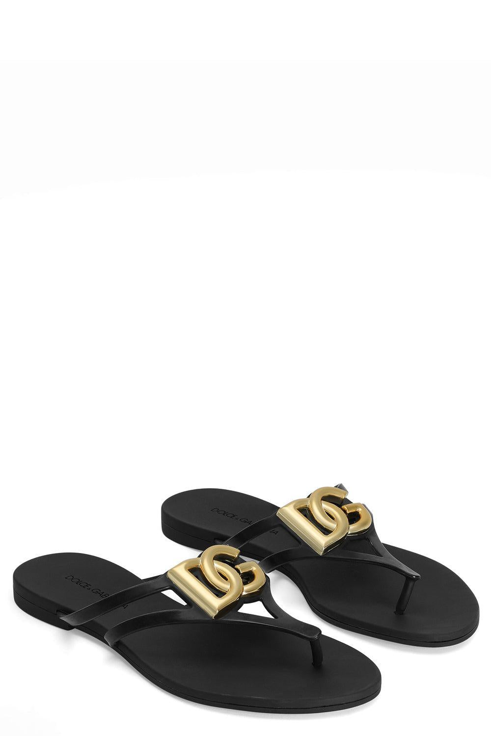 Rubber Thong Sandal - Black-BLACK-36-SHOESANDAL-DOLCE & GABBANA