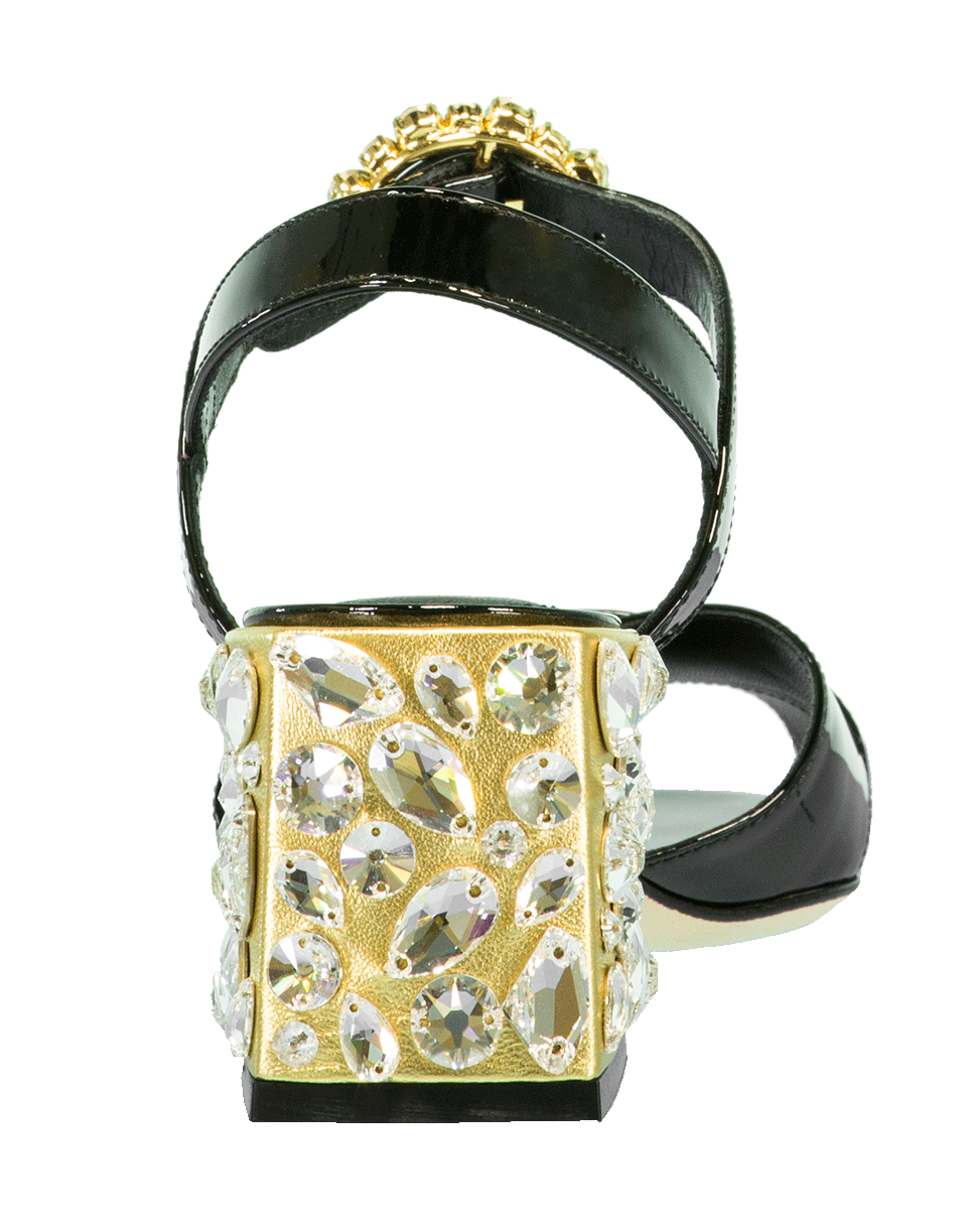 DOLCE & GABBANA-Patent Jeweled Heel Sandal-