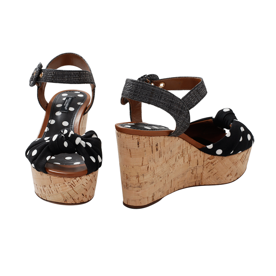 DOLCE & GABBANA-Polka Dot Cork Wedge-