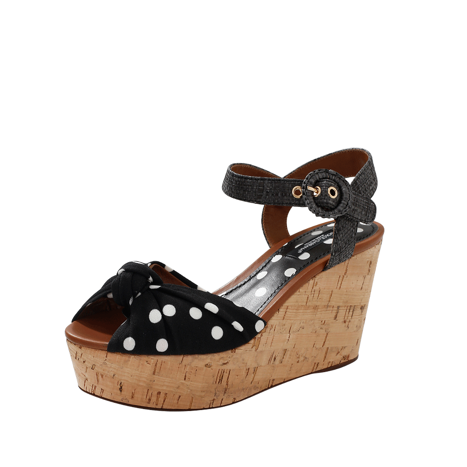 DOLCE & GABBANA-Polka Dot Cork Wedge-