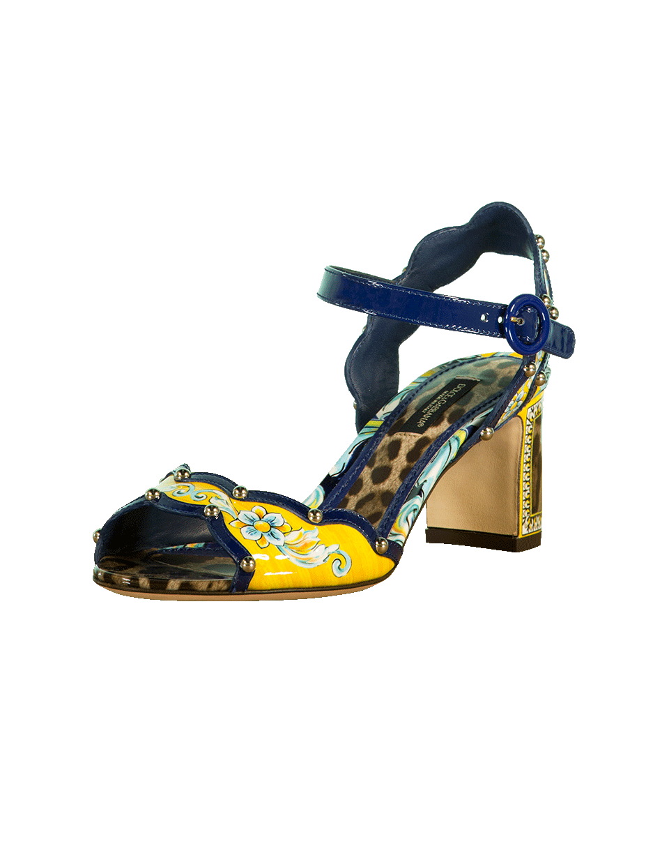 DOLCE & GABBANA-Maiolica Print Patent Sandal-