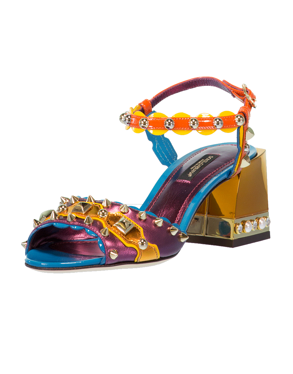 DOLCE & GABBANA-Multi Metallic Studded Sandal-