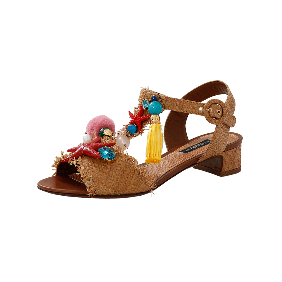 DOLCE & GABBANA-Nautical Raffia Sandal-