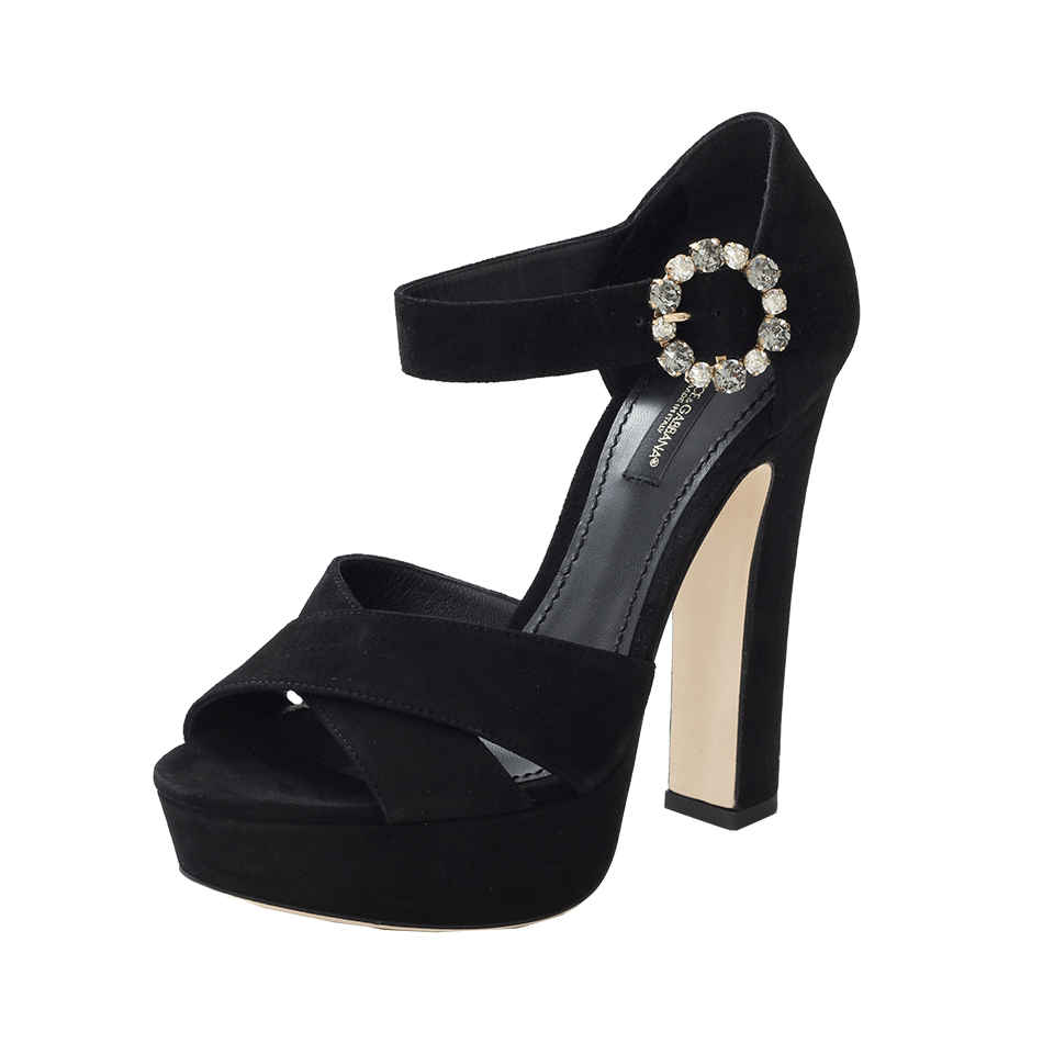 DOLCE & GABBANA-Suede Platform Sandal-