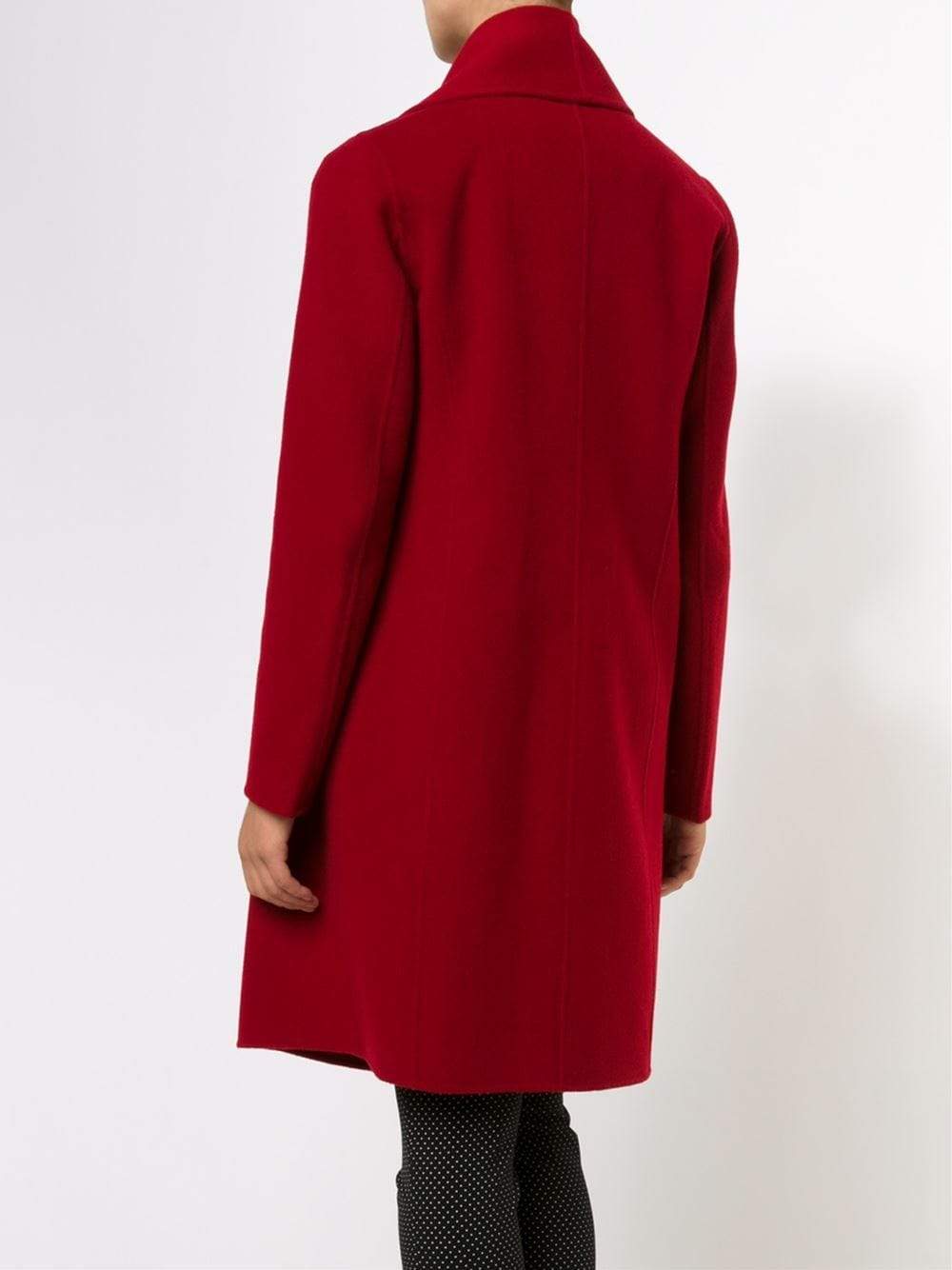 DONNA KARAN-Draped Cashmere Coat-DK CHRRY