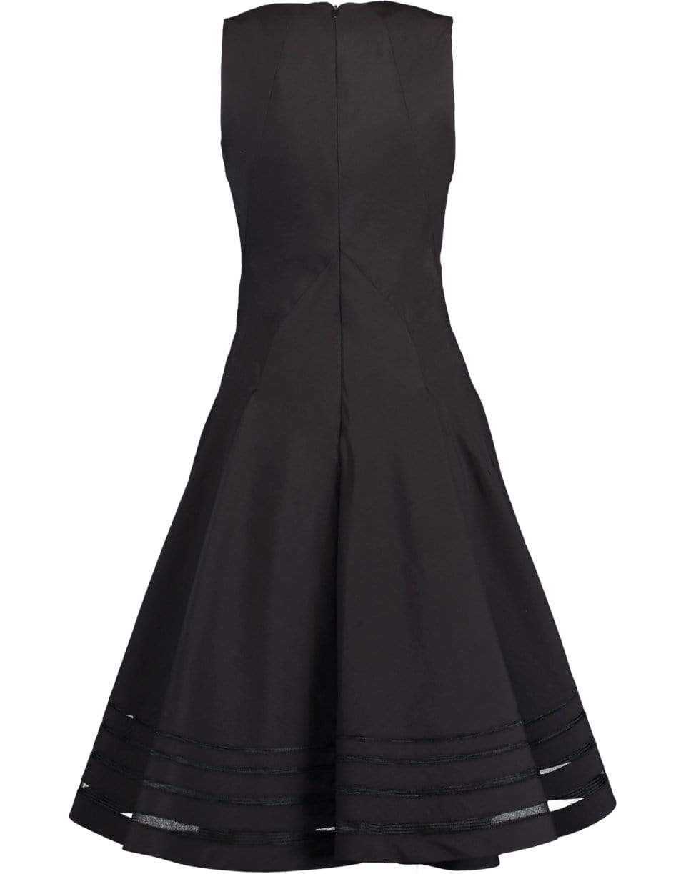 DONNA KARAN-Sleeveless Midi Dress with Full Skirt-BLACK