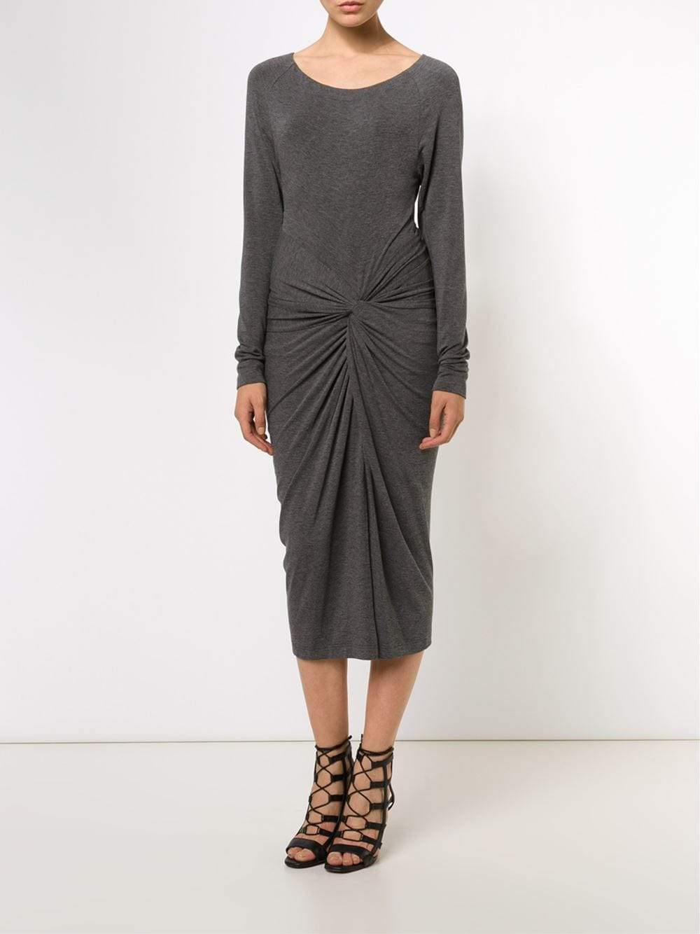 DONNA KARAN-Bateau Neck Gathered Dress-