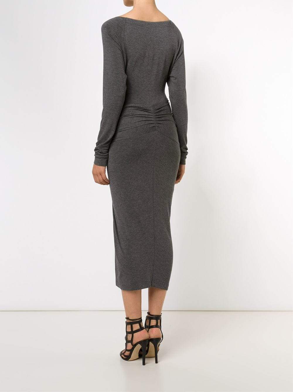 DONNA KARAN-Bateau Neck Gathered Dress-