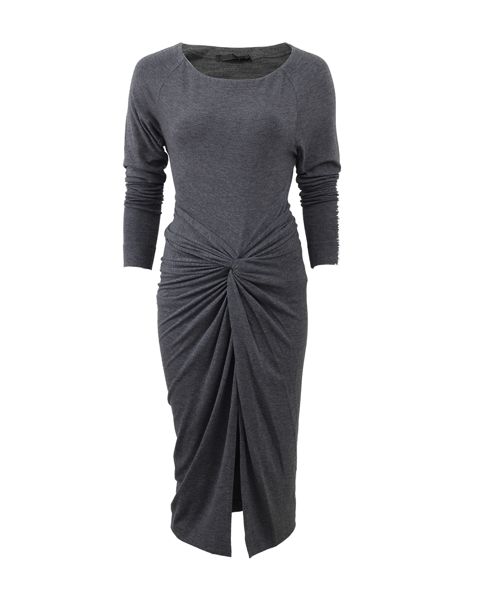 DONNA KARAN-Bateau Neck Gathered Dress-