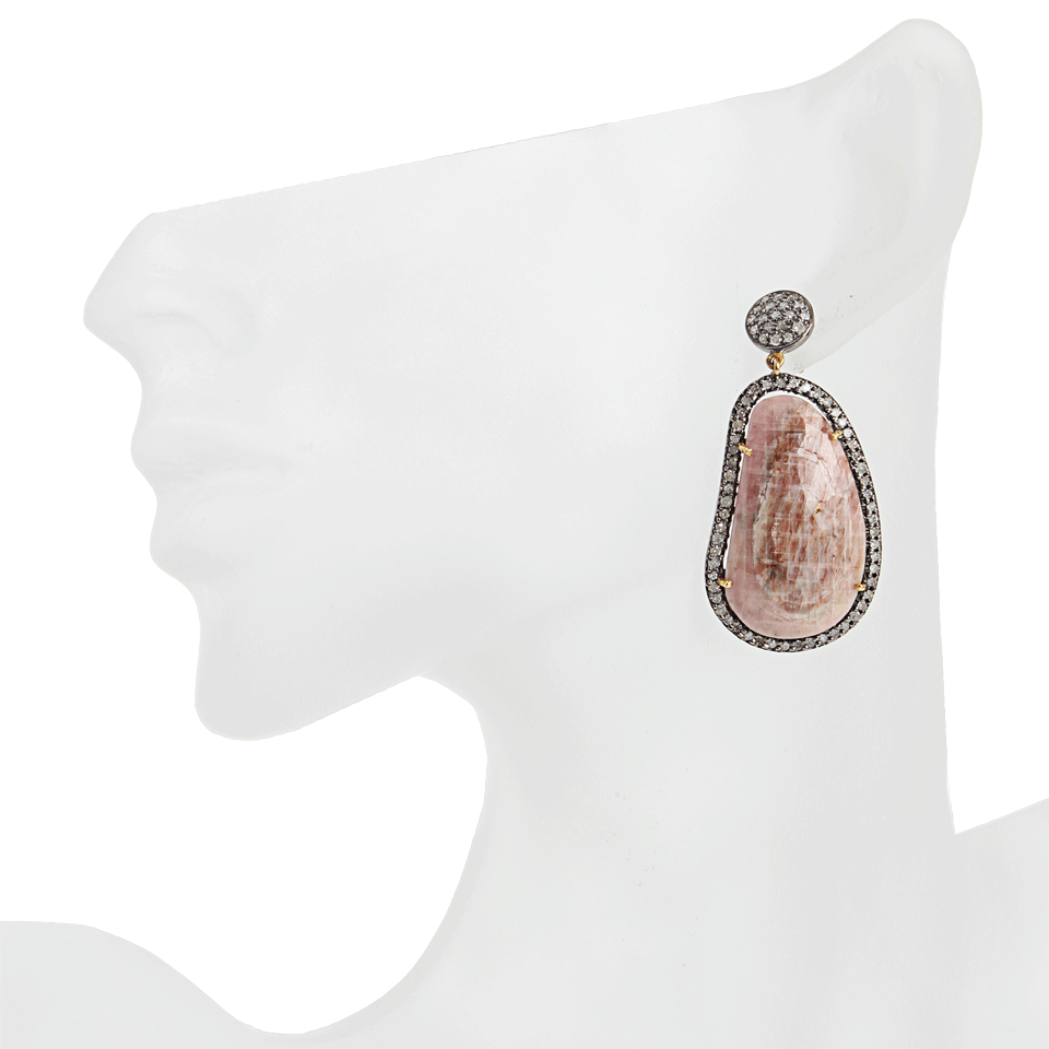 DORIE LOVE-Pink-Sapphire Slice and Diamond Earrings-OXDZSLVR