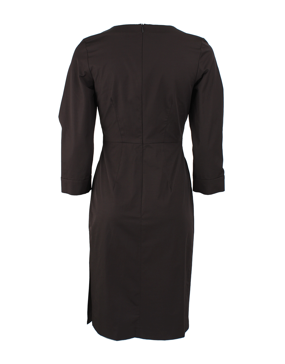 DOROTHEE SCHUMACHER-Quarter Sleeve Ruffle V-Neck Dress-