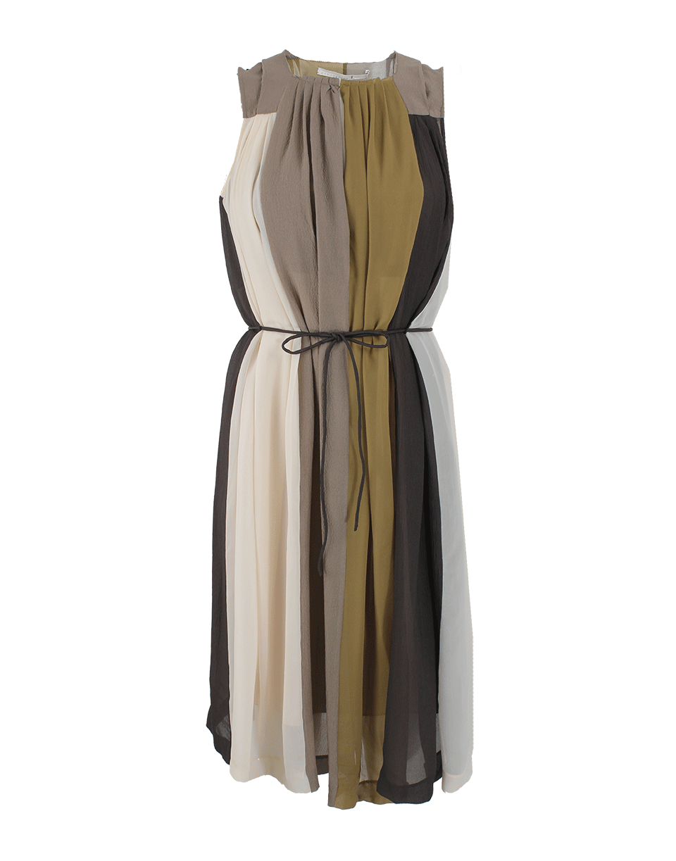 DOROTHEE SCHUMACHER-Sleeveless Pleat Belted Dress with Slip-
