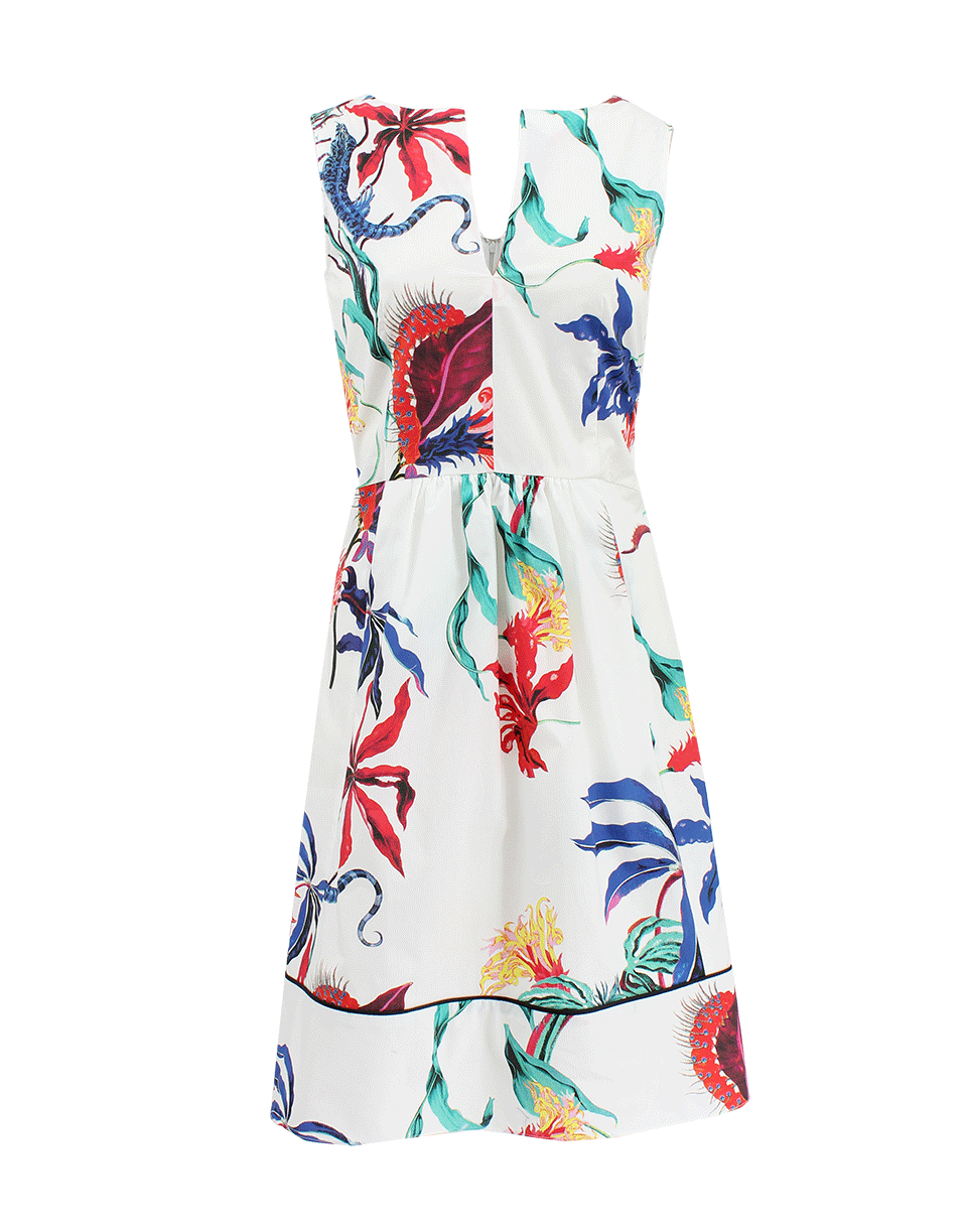 DOROTHEE SCHUMACHER-Sleeveless Slit Neck Floral Dress-