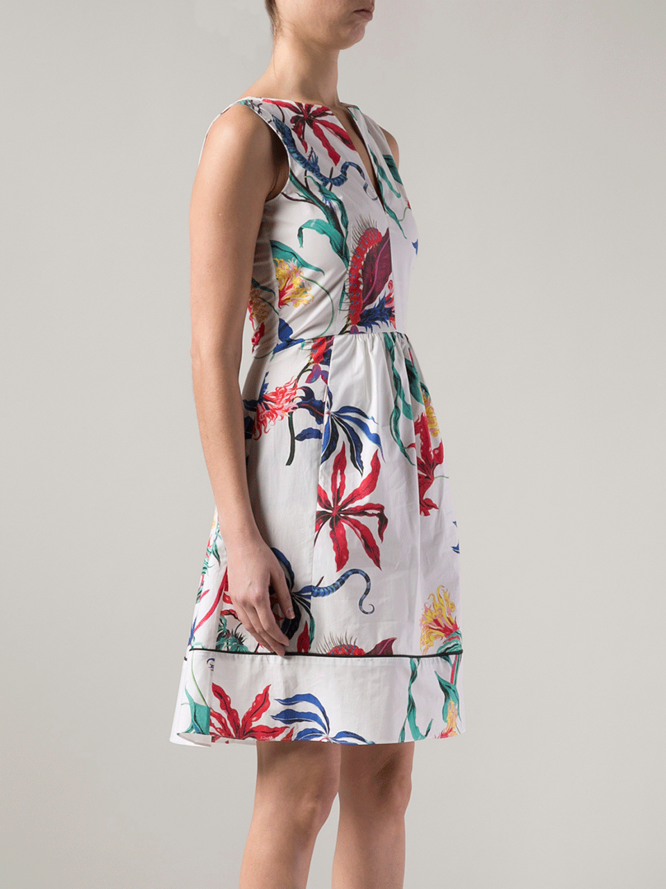 DOROTHEE SCHUMACHER-Sleeveless Slit Neck Floral Dress-
