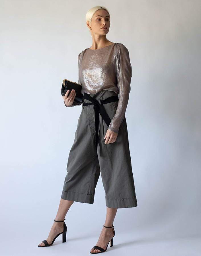 DOROTHEE SCHUMACHER-Long Sleeve Metallic Blouse-METALLIC