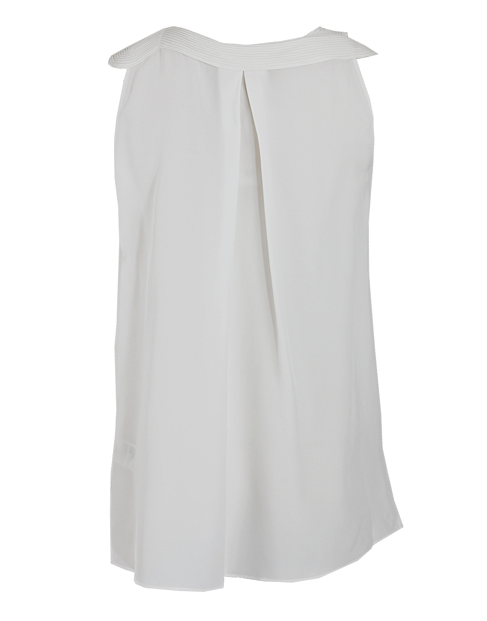 DOROTHEE SCHUMACHER-Sleeveless Quilted Ribbed Trim Silk Blouse-