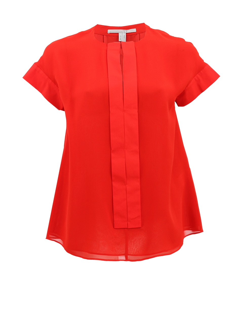DOROTHEE SCHUMACHER-Short Sleeve Slit Neck Loose Fit Top-