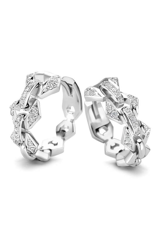 DRIES CRIEL-Diamond Flow Hoop Earrings-WHITE GOLD