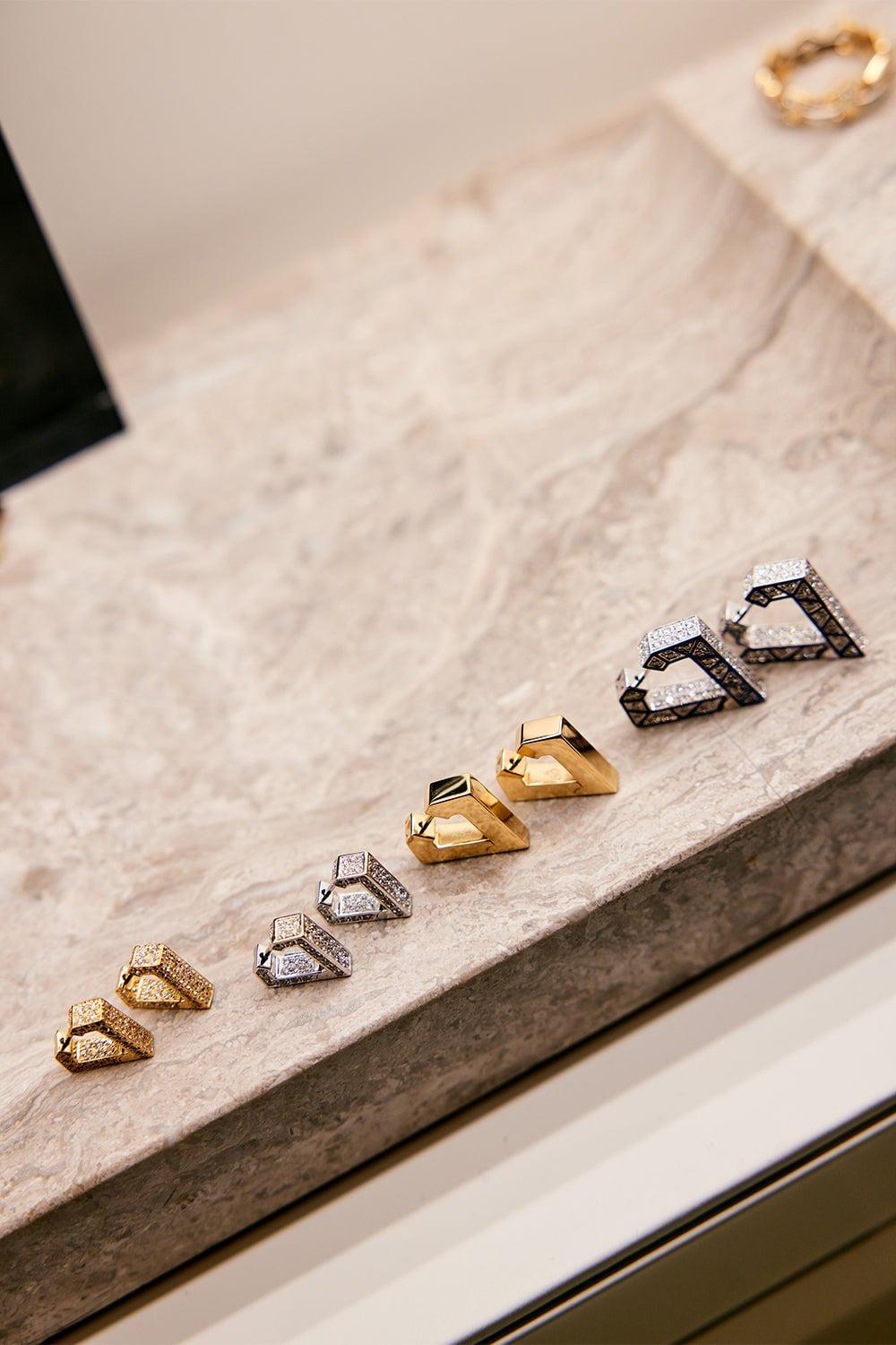 DRIES CRIEL-Diamond Medium Brute Earrings-WHITE GOLD