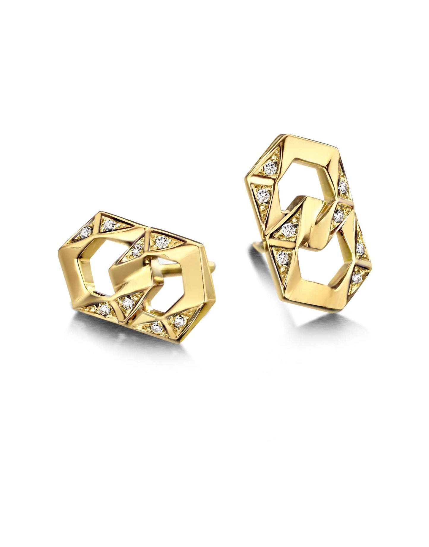 DRIES CRIEL-Bond Signature Chain Stud Earrings-YELLOW GOLD