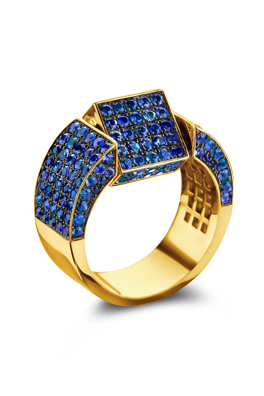 DRIES CRIEL-Signet Ring - Blue Sapphire-YELLOW GOLD