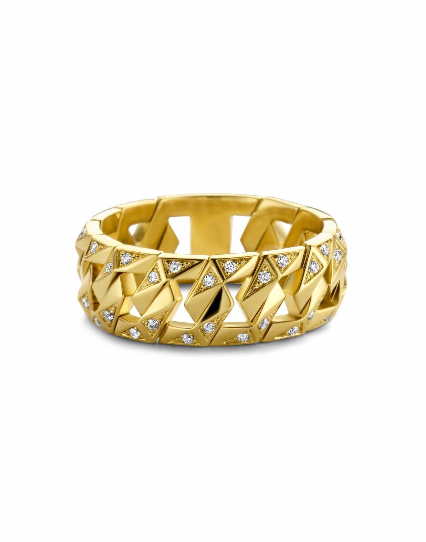 DRIES CRIEL-Bong Signature White Diamond Ring-YELLOW GOLD