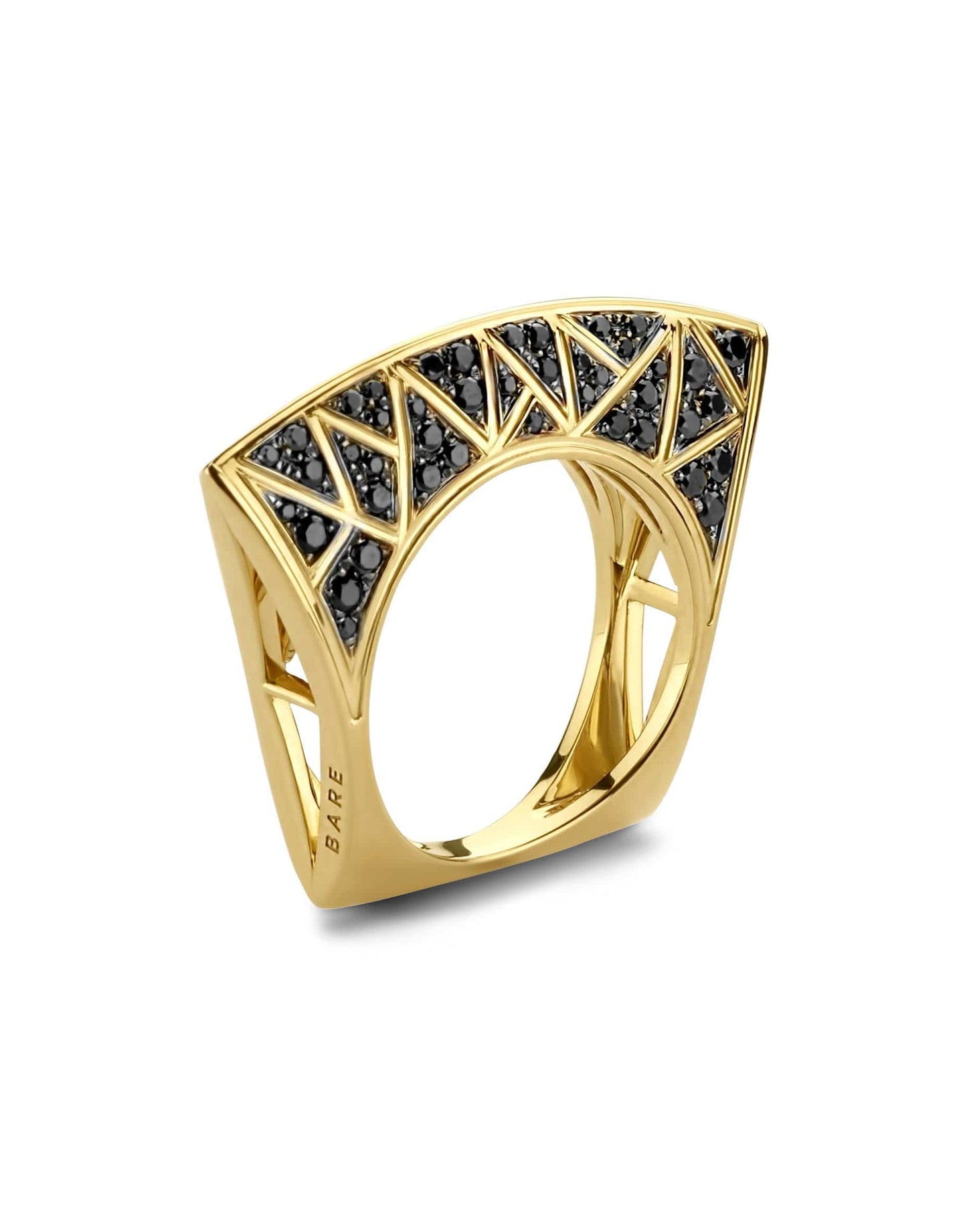 DRIES CRIEL-Lotus Black Diamond Ring-YELLOW GOLD