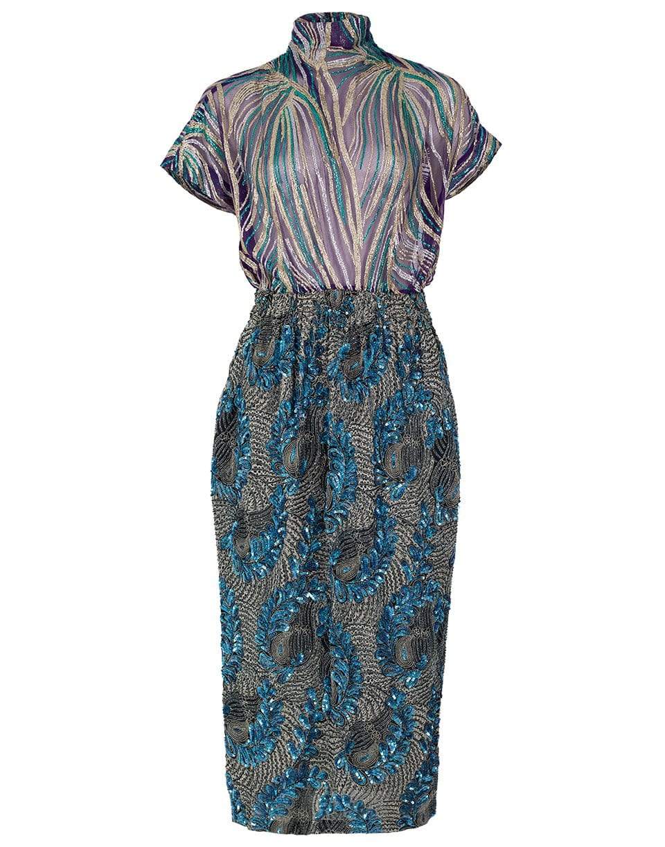 DRIES VAN NOTEN-Doria Short Sleeve Embroidered Sheer Top Dress-