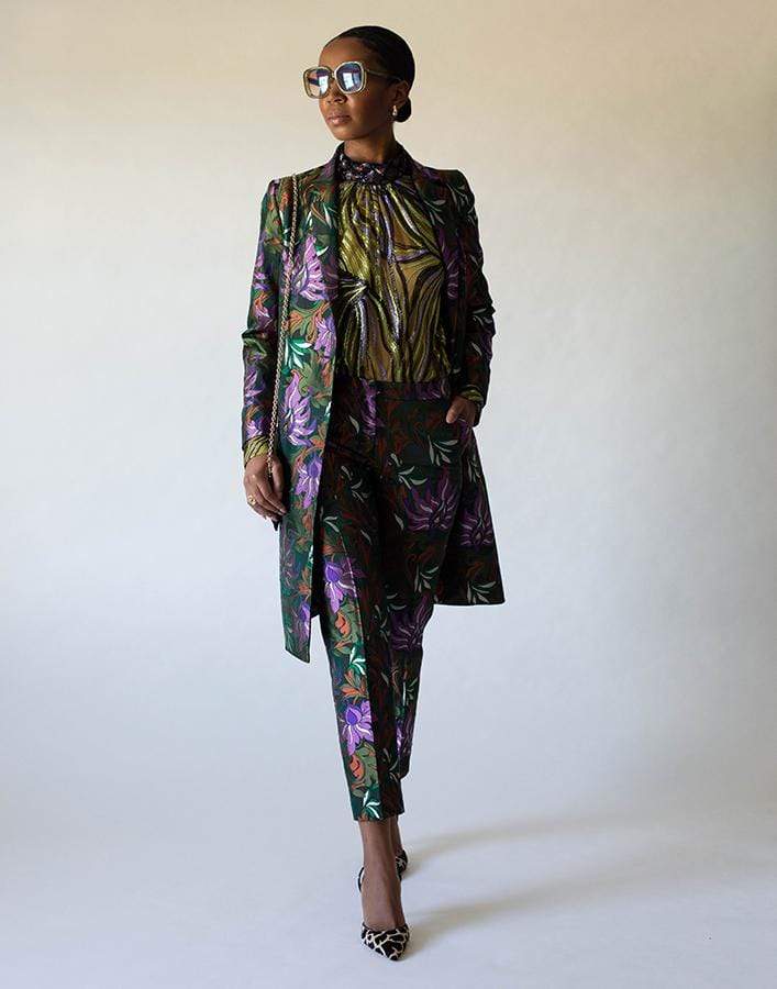 DRIES VAN NOTEN-Coxe Embellished Long Sleeve High Neck Blouse-
