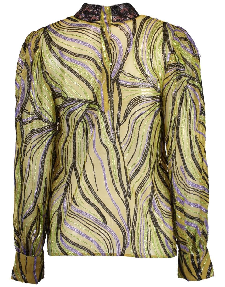 DRIES VAN NOTEN-Coxe Embellished Long Sleeve High Neck Blouse-