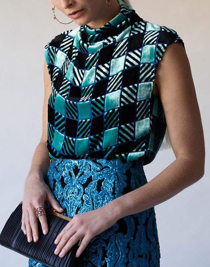 DRIES VAN NOTEN-Chiala Velvet Blouse-TURQ