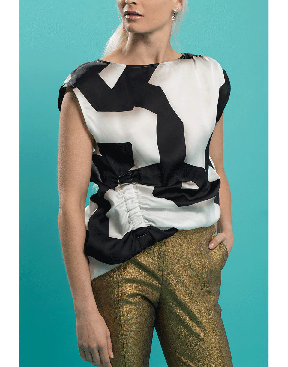 DRIES VAN NOTEN-Black and White Ceto Striped Top-
