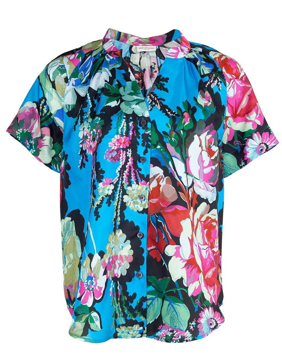 DRIES VAN NOTEN-Chen Short Sleeve Floral Top-