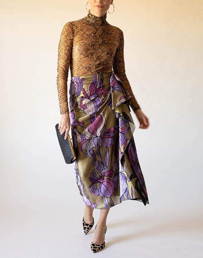 DRIES VAN NOTEN-Hota Bis Long Sleeve Python Print Turtleneck-